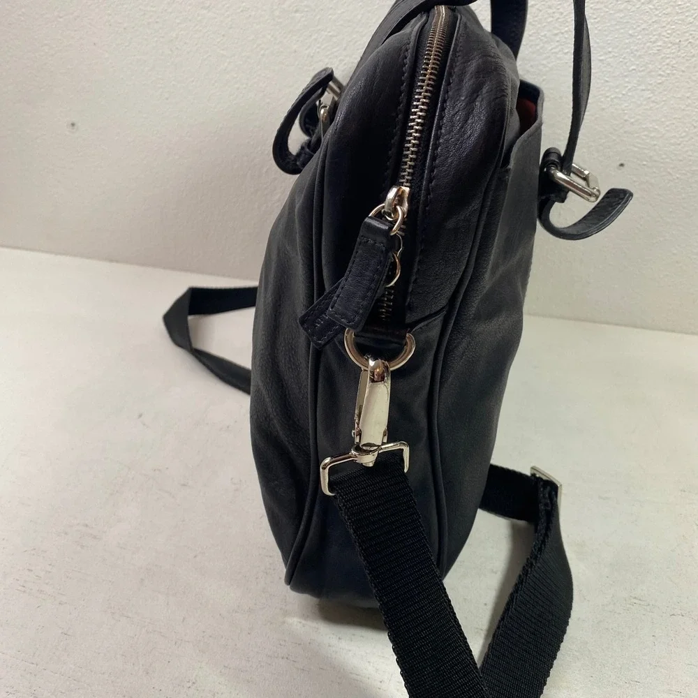 Cole Haan Black Leather Briefcase Laptop Bag Made in Italy Business Casual